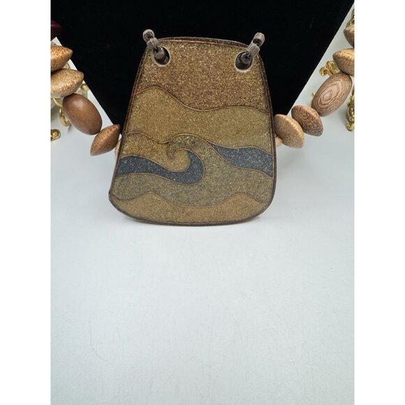 Oversized Ethnic Gypsy BOHEMIAN Tribal Wood Bead Necklace Collar Earth Tone - Picture 3 of 8